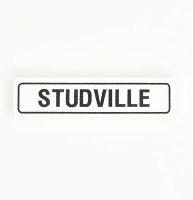 Tile 1 x 4 road sign "STUDVILLE"