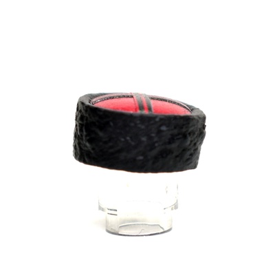 Papakha Kubanka Cossack Fur Hat red top with black stripes.