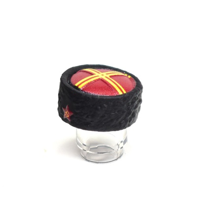 Papakha Kubanka Cossack Fur Hat red top with yellow stripes and red star