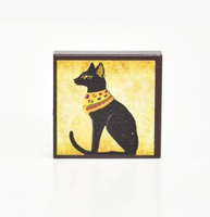 Tile, 2 x 2 with painting "Egyptian cat"