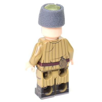 Papakha Fur Hat red v1910 with red stripe for lego minifigures