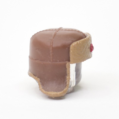 Ushanka hat hand painted with star. brown. for lego figures
