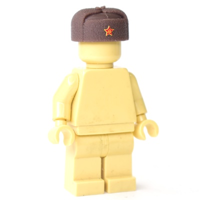 WWII Ushanka hat with red star for LEGO figures. Brown