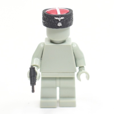 Papakha Kubanka Fur Hat red top with ss insignia for lego minifigures