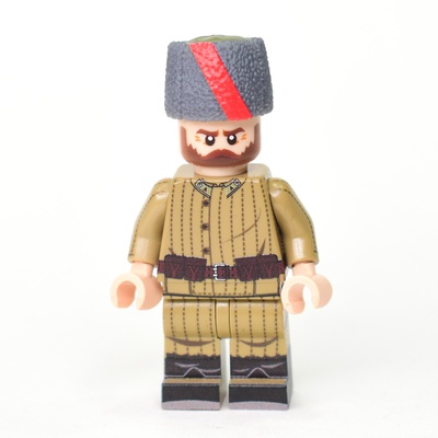 Papakha Fur Hat red v1910 with red stripe for lego minifigures