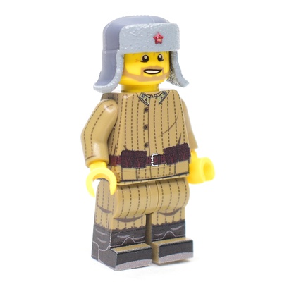 Ushanka hat hand painted with star. grey. for lego figures