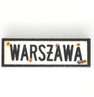 Tile 1x3 road sign "Warszawa"