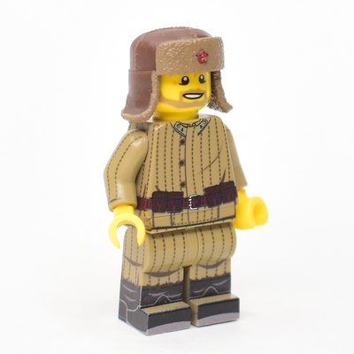 Ushanka hat hand painted with star. brown. for lego figures