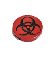 Tile 2 x 2 with printed  "Biological hazard"