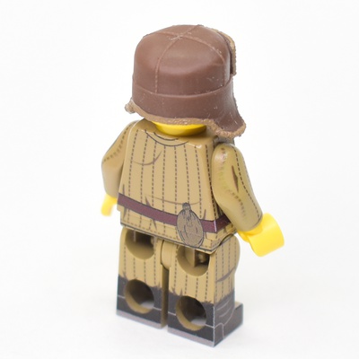 Ushanka hat hand painted with star. brown. for lego figures
