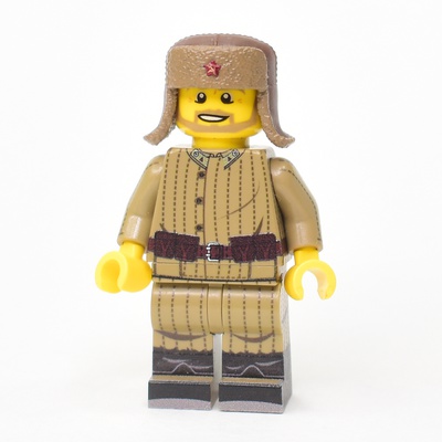 Ushanka hat hand painted with star. brown. for lego figures