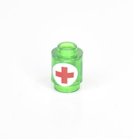Brick round 1x1 "Medicine" tr green