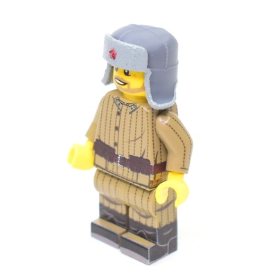 Ushanka hat hand painted with star. grey. for lego figures
