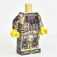 LEGO Soldier in G3 multicam + Vest. Tan V2. Legs and torso, 3 sides printed arms