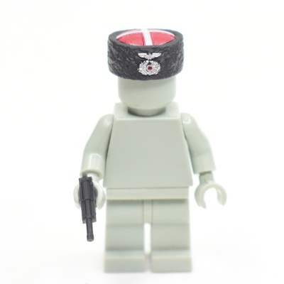 Papakha Kubanka Fur Hat red top with wehrmacht insignia for lego minifigures