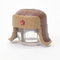 Ushanka hat hand painted with star. brown. for lego figures