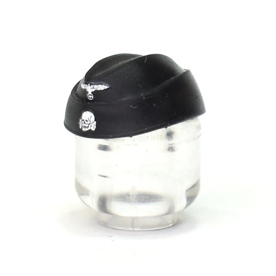 GERMAN WWII Side Cap M40 with ss insignia for lego minifigures. Black