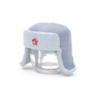 Ushanka hat hand painted with star. grey. for lego figures