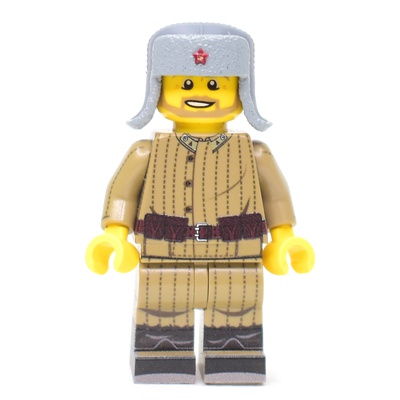 Ushanka hat hand painted with star. grey. for lego figures