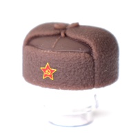 WWII Ushanka hat with red star for LEGO figures. Brown