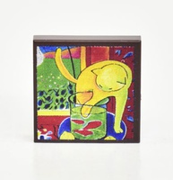 Tile, 2 x 2 with painting "cat and fish"