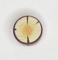 Tile Round 1x1 Reddish Brown with Circular Wood Pattern