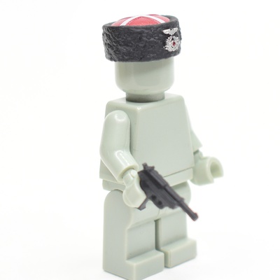 Papakha Kubanka Fur Hat red top with wehrmacht insignia for lego minifigures