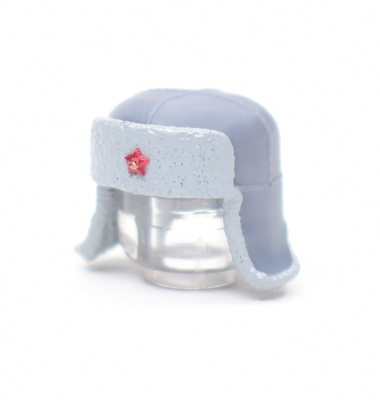 Ushanka hat hand painted with star. grey. for lego figures
