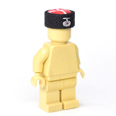 Papakha Kubanka Fur Hat red top with wehrmacht insignia for lego minifigures