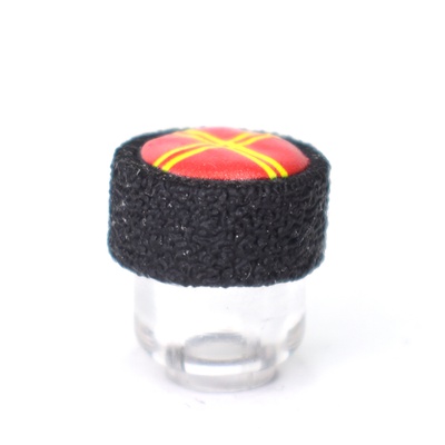 Papakha Kubanka Cossack Fur Hat red top with yellow stripes.