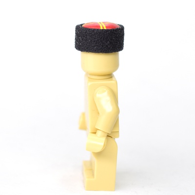 Papakha Kubanka Cossack Fur Hat red top with yellow stripes.